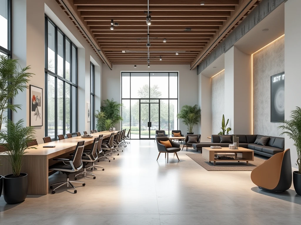 Modern commercial interior design with professional aesthetic and functional layout